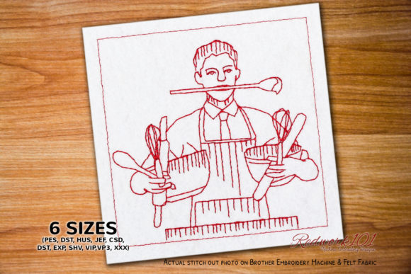 Chef Holding Bowls and Forks Embroidery Review