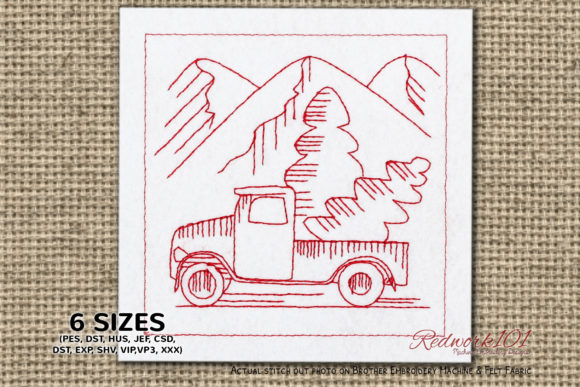 Christmas Tree Carrying Truck Redwork Review