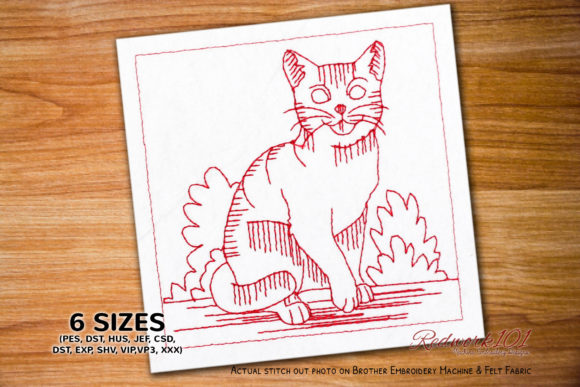 Cute Happy Kitten Redwork Embroidery Review